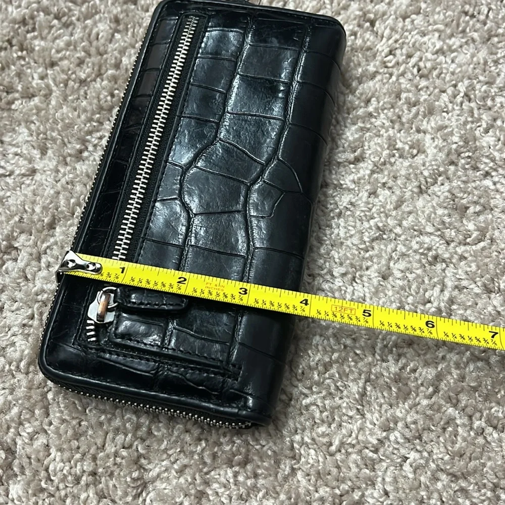 Brighton, black mock croc, leather wallet